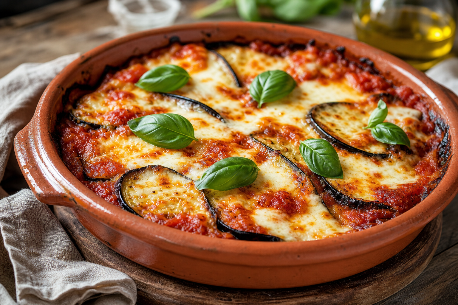 Aubergines, tomate et mozzarella : un Gratin sans eau